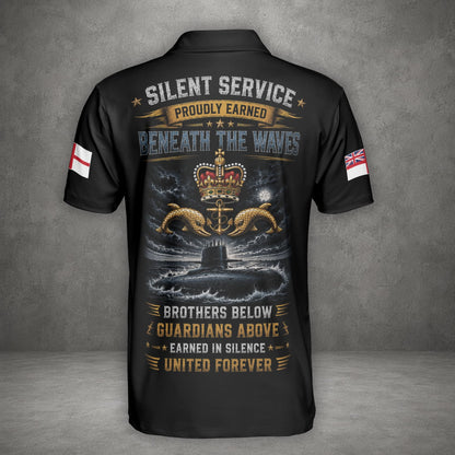 Custom Name United Kingdom Royal Navy Submariner Brothers Below Guardians Above Polo Shirt