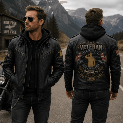 Proudly Served Veterans Leather Jacket For Men – Patriotic Military Leather Jacket