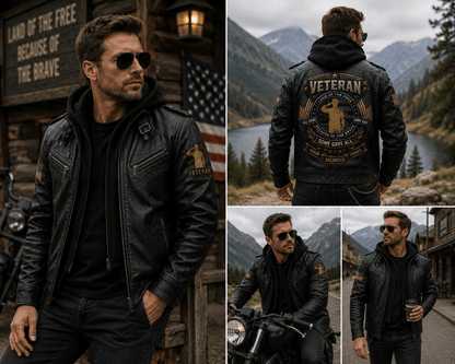 Proudly Served Veterans Leather Jacket For Men – Patriotic Military Leather Jacket