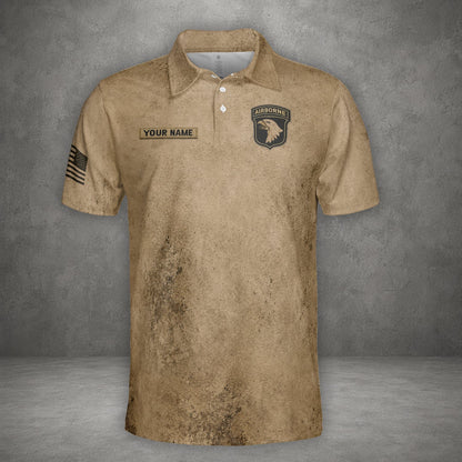 Custom Name 101st Airborne Combat Veteran Edition 3D T-Shirt Brothers In Arms Military Polo Shirt