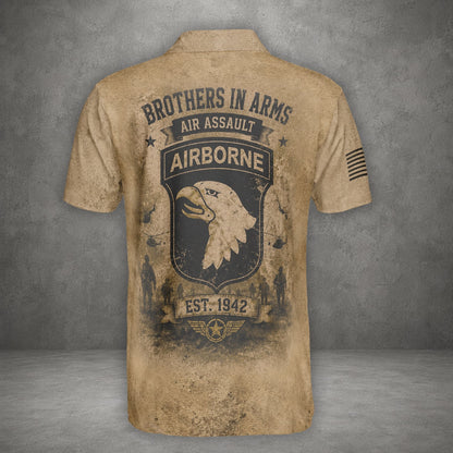 Custom Name 101st Airborne Combat Veteran Edition 3D T-Shirt Brothers In Arms Military Polo Shirt