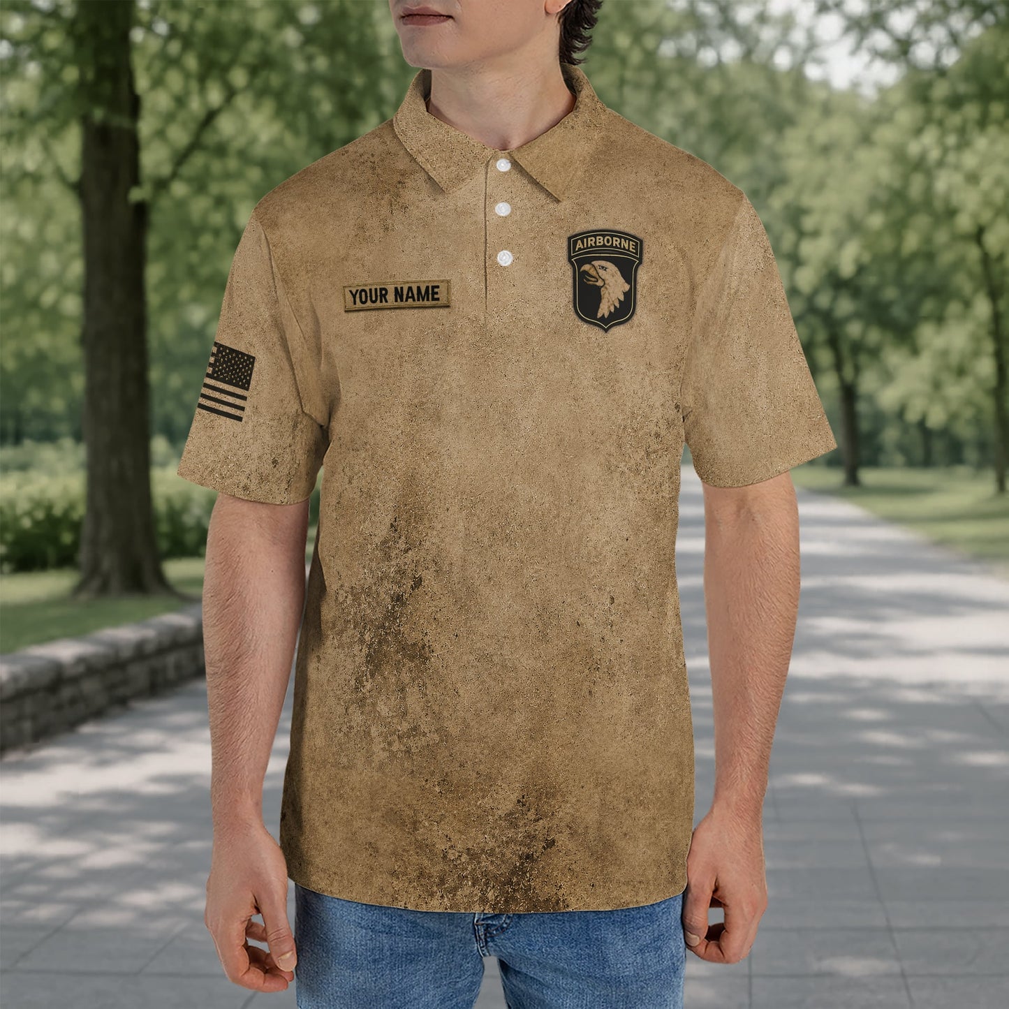 Custom Name 101st Airborne Combat Veteran Edition 3D T-Shirt Brothers In Arms Military Polo Shirt