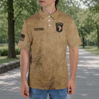 Custom Name 101st Airborne Combat Veteran Edition 3D T-Shirt Brothers In Arms Military Polo Shirt
