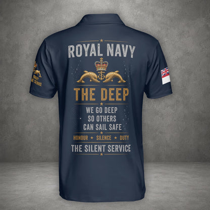 Custom Name United Kingdom Royal Navy Submarine Service The Deep Polo Shirt