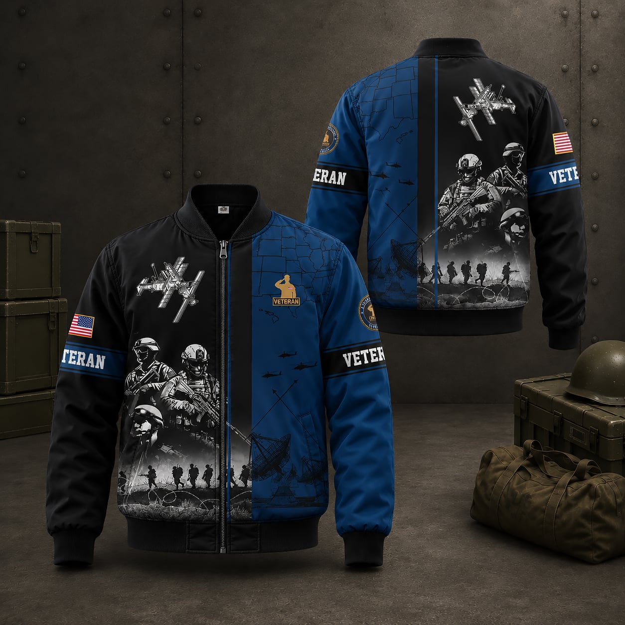 US Veteran Military Bomber Jacket, American Eagle Waterproof Jacket