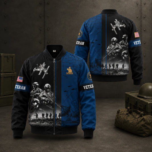 US Veteran Military Bomber Jacket, American Eagle Waterproof Jacket