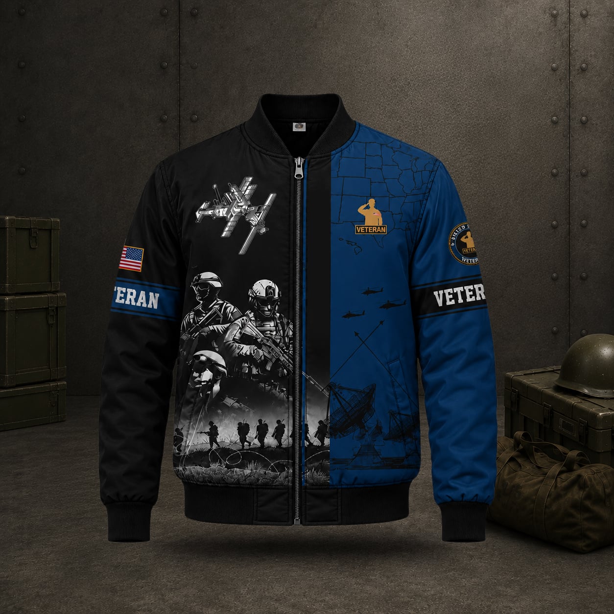 US Veteran Military Bomber Jacket, American Eagle Waterproof Jacket