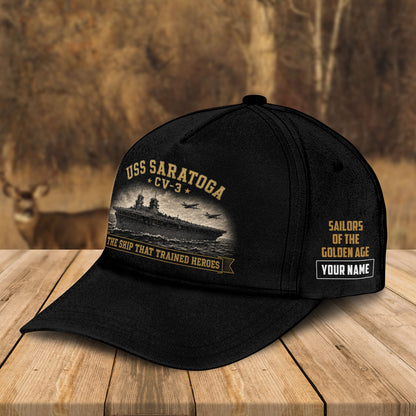 Custom Name US Navy USS Saratoga CV-3 Sailors Of The Golden Age WWII Cap