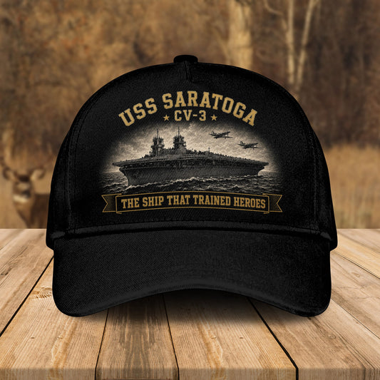 Custom Name US Navy USS Saratoga CV-3 Sailors Of The Golden Age WWII Cap