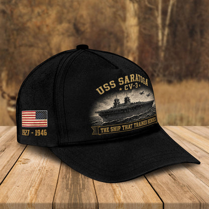 Custom Name US Navy USS Saratoga CV-3 Sailors Of The Golden Age WWII Cap