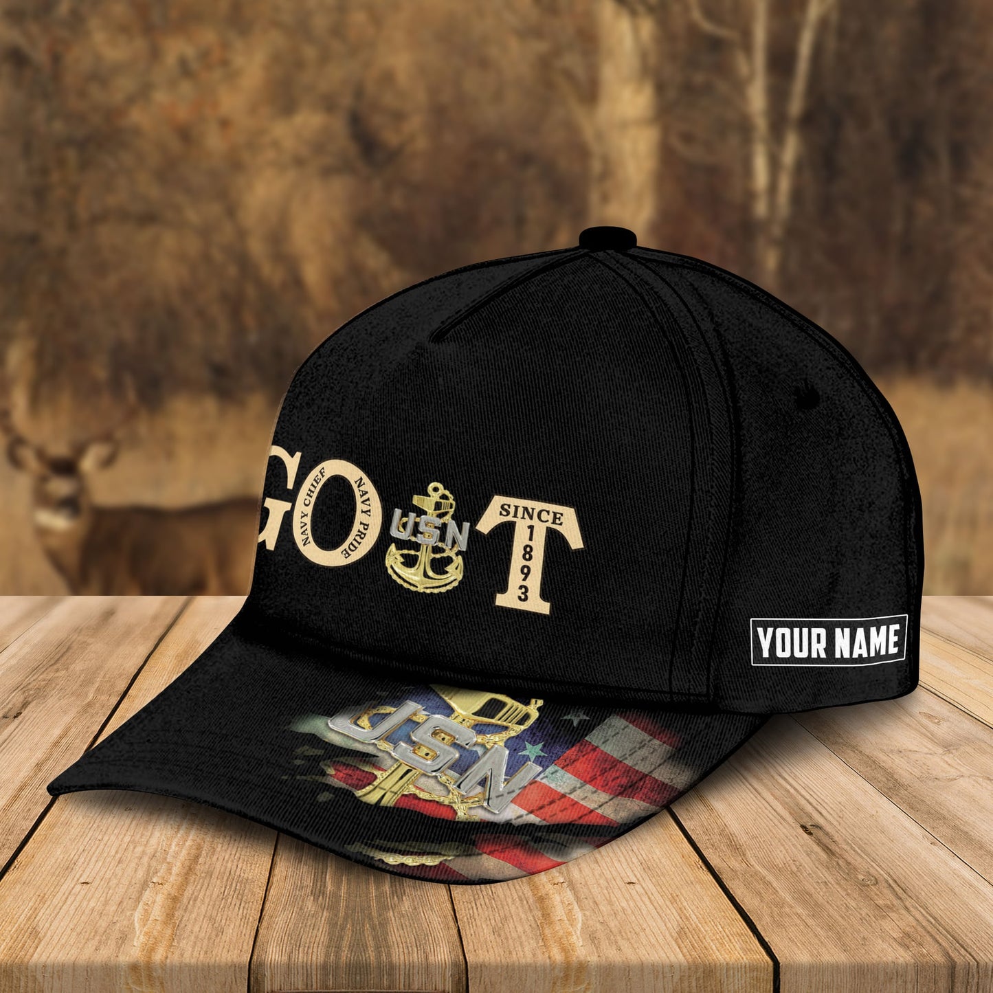 Custom Name US Navy Chief GOAT Cap