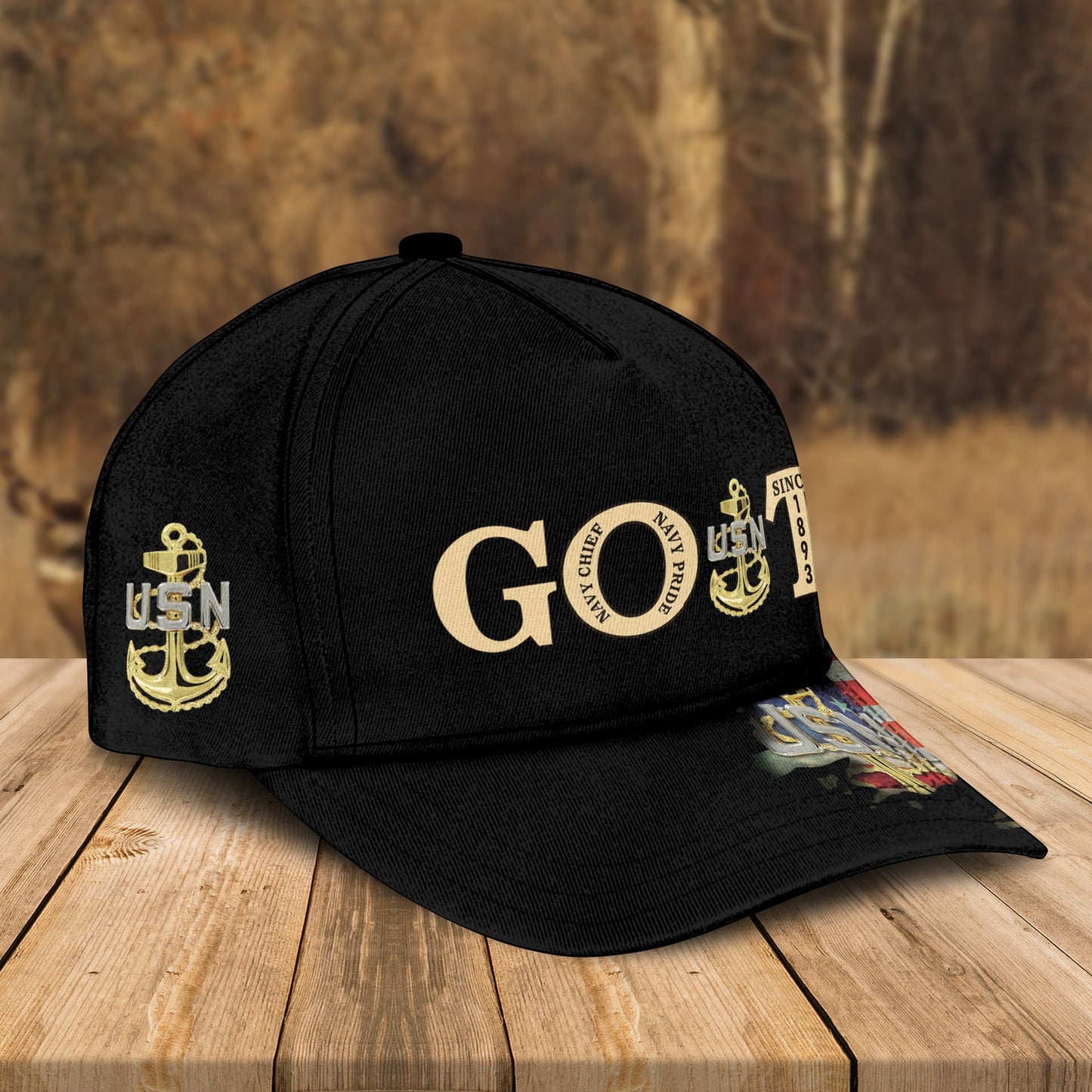 Custom Name US Navy Chief GOAT Cap
