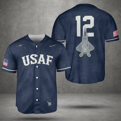 Custom Number USAF Lockheed Martin F-22 Raptor Baseball Jersey
