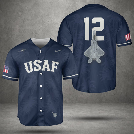 Custom Number USAF Lockheed Martin F-22 Raptor Baseball Jersey