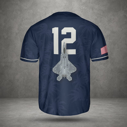 Custom Number USAF Lockheed Martin F-22 Raptor Baseball Jersey