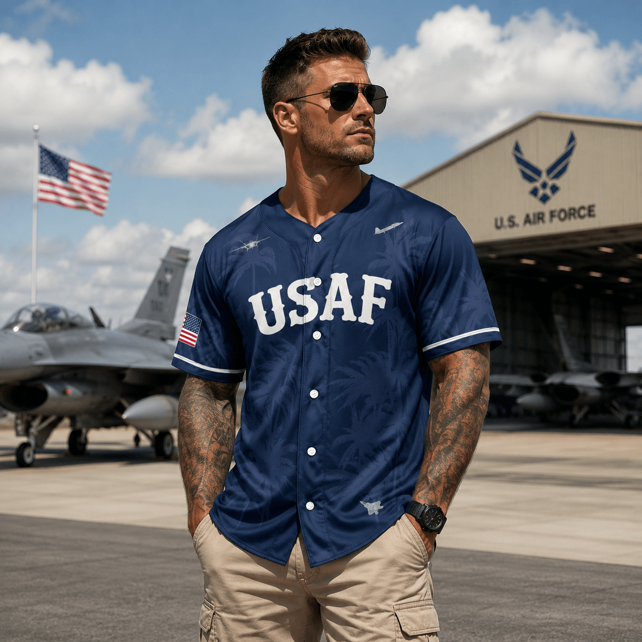 Custom Number USAF Lockheed Martin F-22 Raptor Baseball Jersey