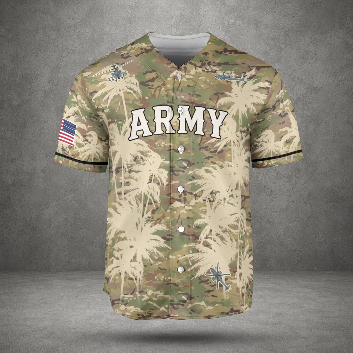 Custom Number US Army Boeing AH-64 Apache Baseball Jersey