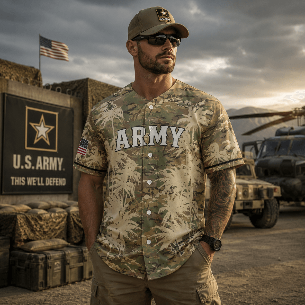 Custom Number US Army Boeing AH-64 Apache Baseball Jersey