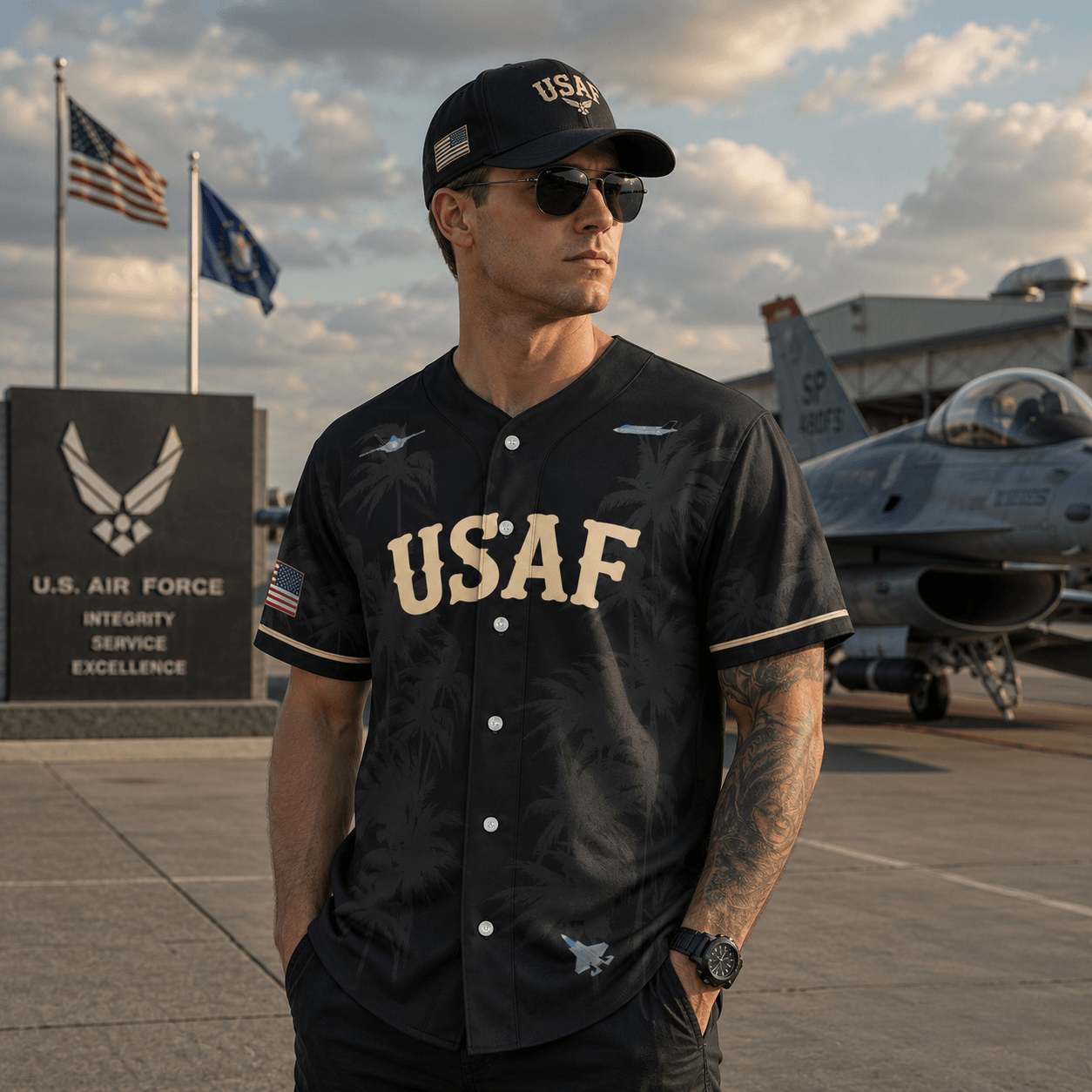 Custom Number USAF Lockheed Martin F-35 Lightning II Baseball Jersey