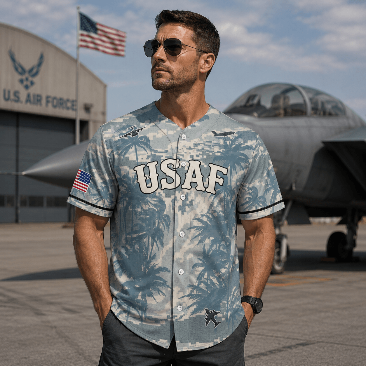 Custom Number USAF Boeing C-17 Globemaster III Baseball Jersey