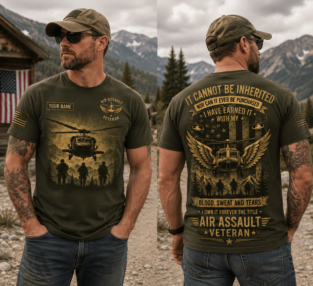 Personalized US Veteran 3D T-Shirt, Custom Name Military Pride All Over Print Tee
