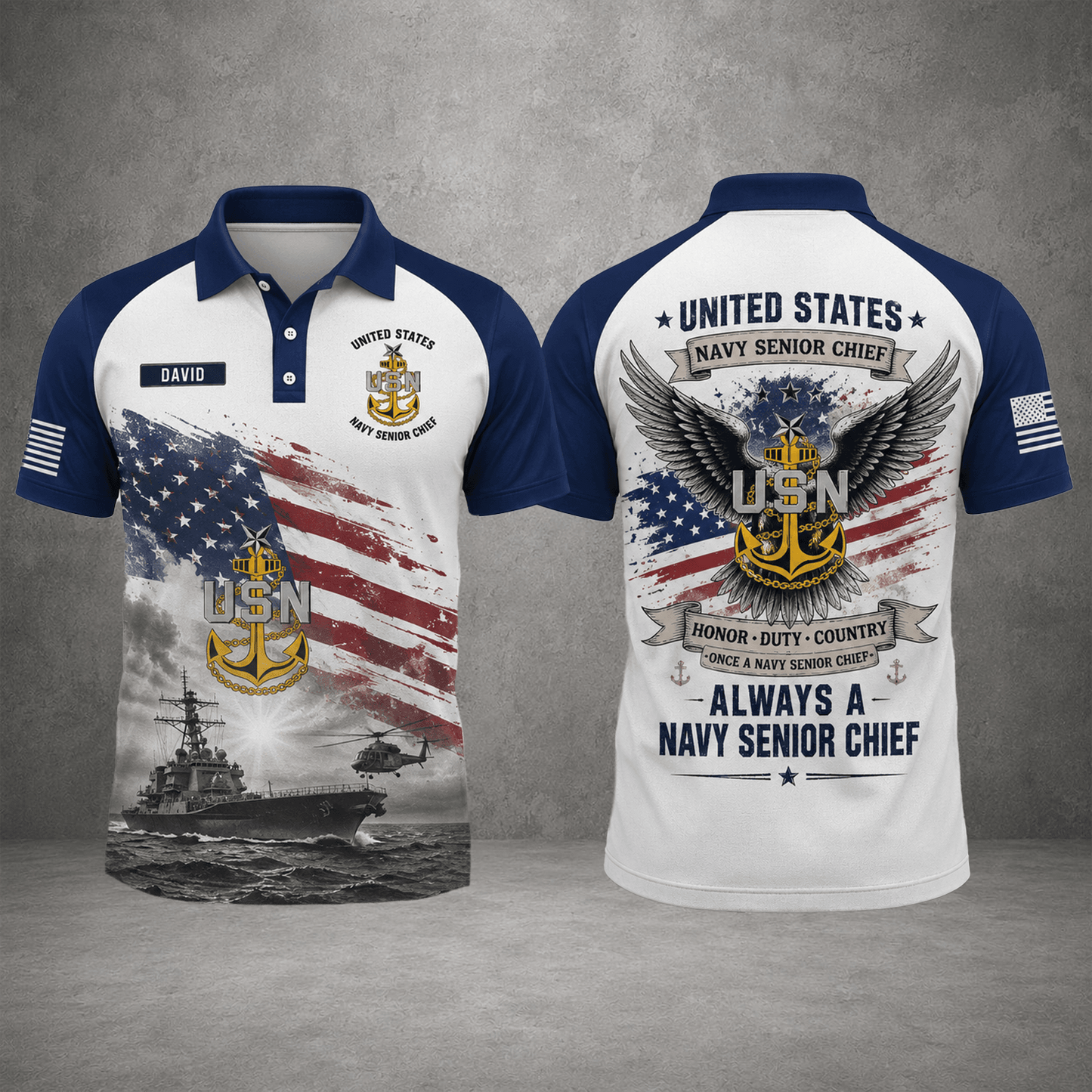 Custom Name Veteran Military Polo Shirt, Always A Navy Senior Chief Polo Shirt