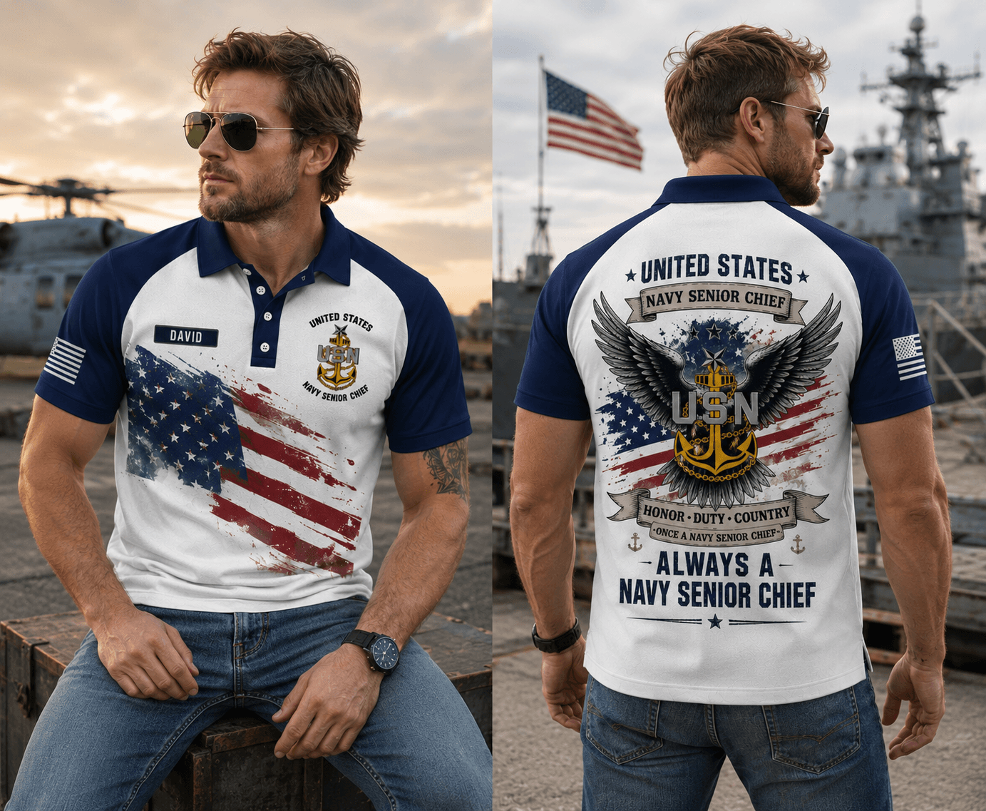 Custom Name Veteran Military Polo Shirt, Always A Navy Senior Chief Polo Shirt