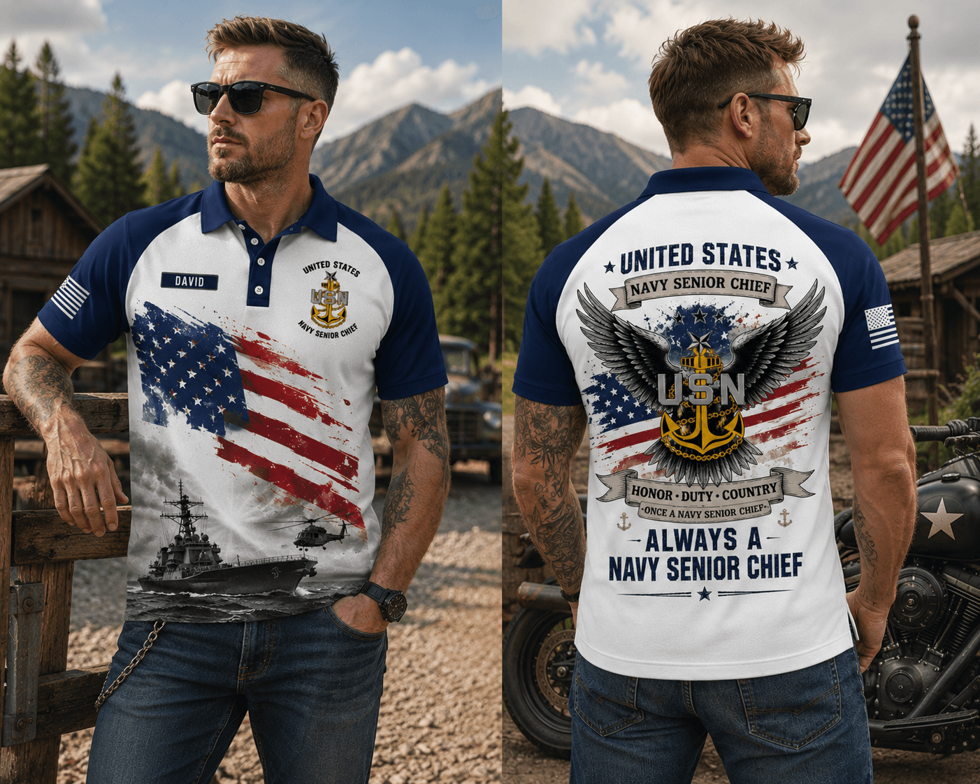 Custom Name Veteran Military Polo Shirt, Always A Navy Senior Chief Polo Shirt