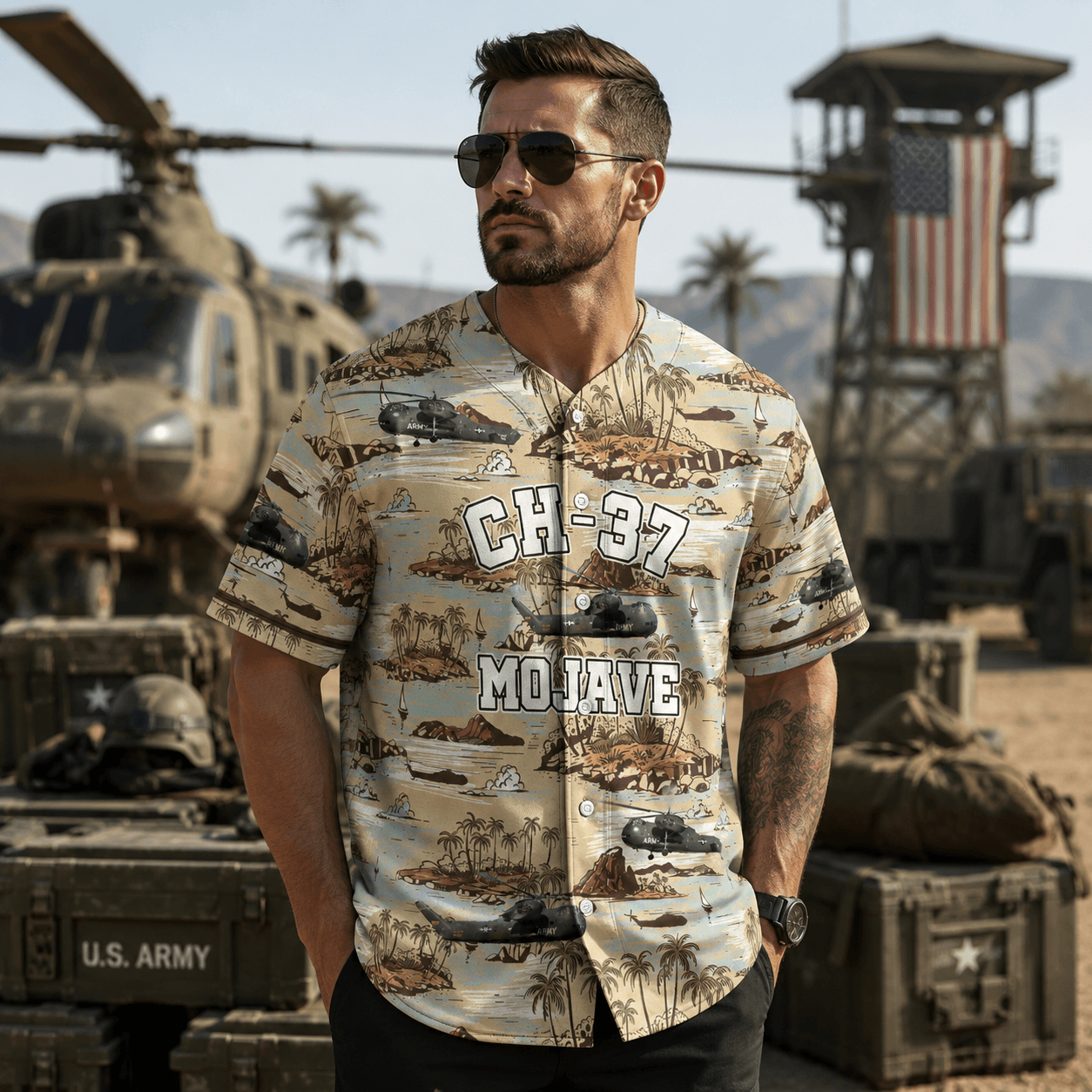 US Army Veteran CH-37 Mojave Baseball Jersey