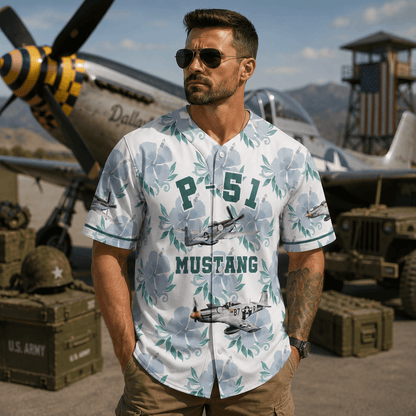 US Air Force P-51 Mustang Baseball Jersey