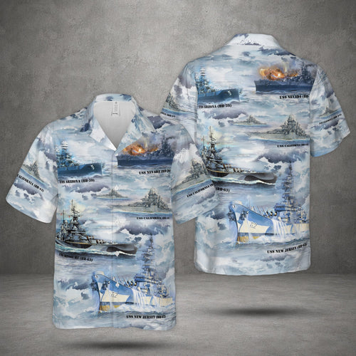 US Navy The Naval Battleships Of World War II Hawaiian Shirt