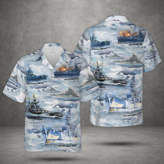 US Navy The Naval Battleships Of World War II Hawaiian Shirt