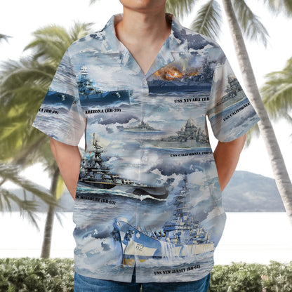US Navy The Naval Battleships Of World War II Hawaiian Shirt