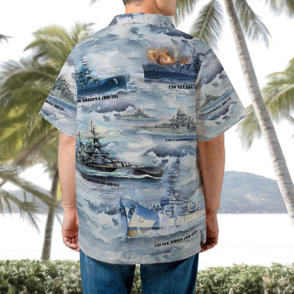 US Navy The Naval Battleships Of World War II Hawaiian Shirt