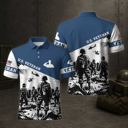 US Military Services Veteran Patriotic Polo Shirt