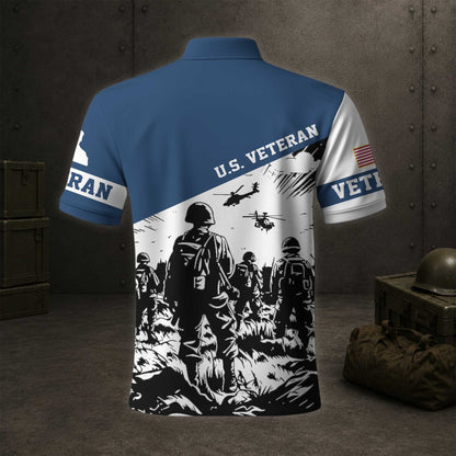 US Military Services Veteran Patriotic Polo Shirt