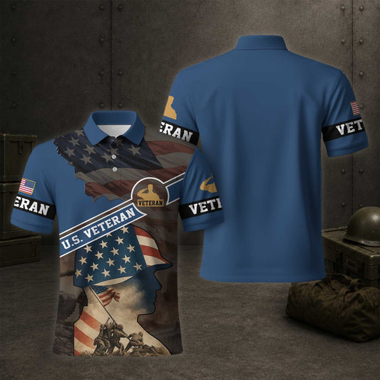 United States Military Services Veteran Patriotic Polo Shirt