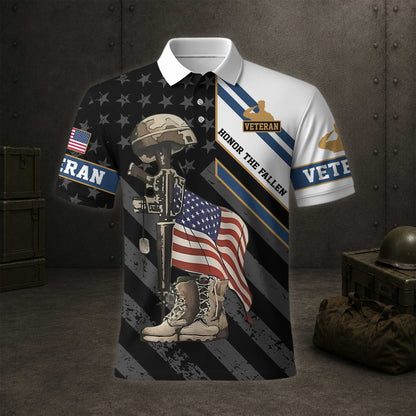 United States Honor The Fallen Military Services Veteran Patriotic Polo Shirt