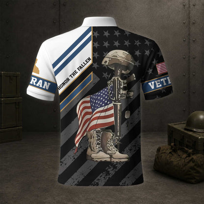 United States Honor The Fallen Military Services Veteran Patriotic Polo Shirt