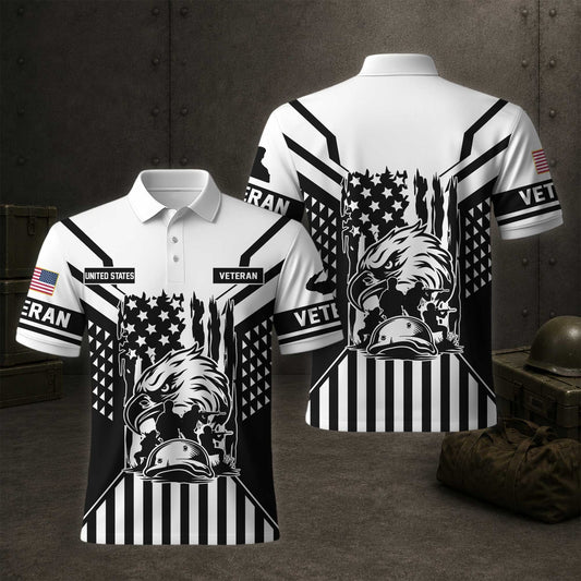 United States Veteran American Flag Polo Shirt
