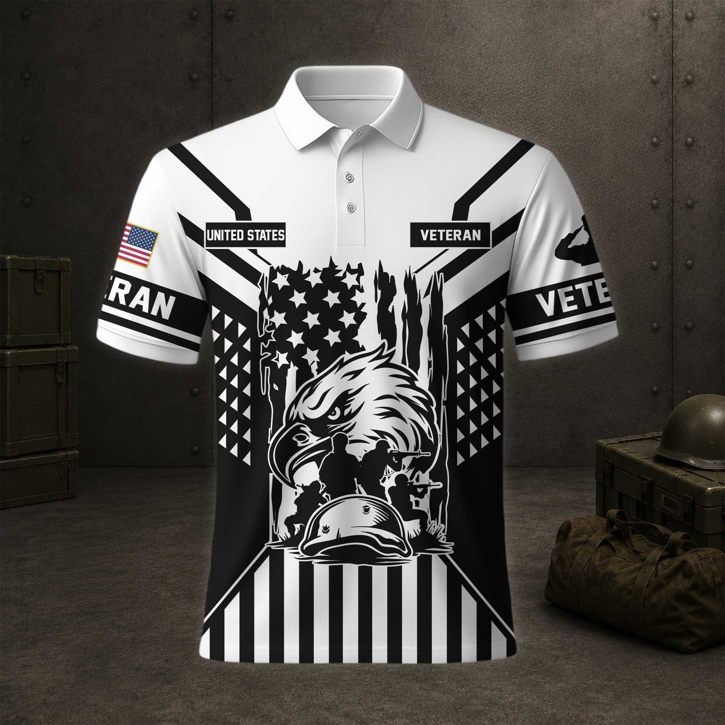 United States Veteran American Flag Polo Shirt