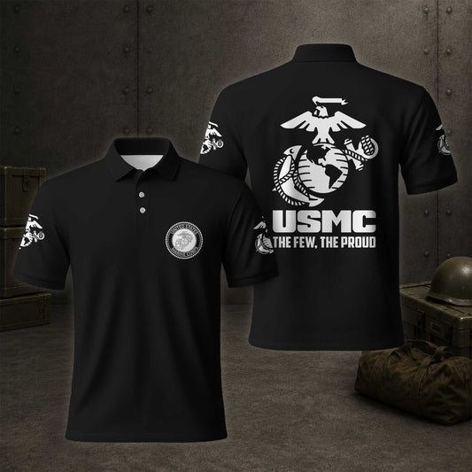 SMC Marines Graphic Polo Shirt, United States Marine Corps Motto Polo