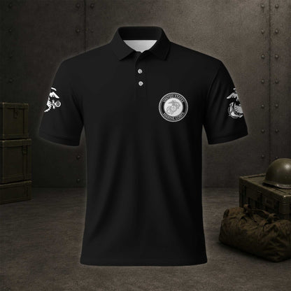 SMC Marines Graphic Polo Shirt, United States Marine Corps Motto Polo