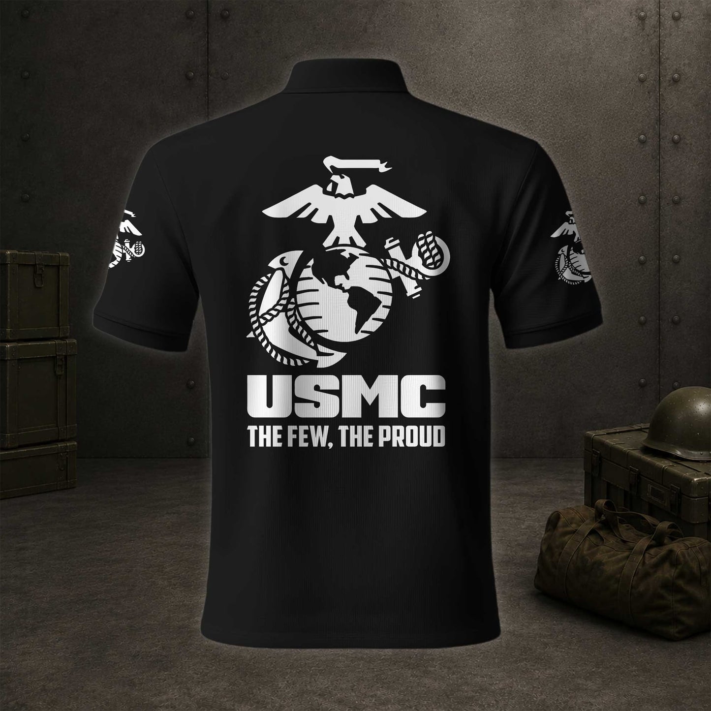 SMC Marines Graphic Polo Shirt, United States Marine Corps Motto Polo
