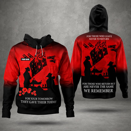 Custom Name Australian Defence Force Lest We Forget Remembrance Day Hoodie