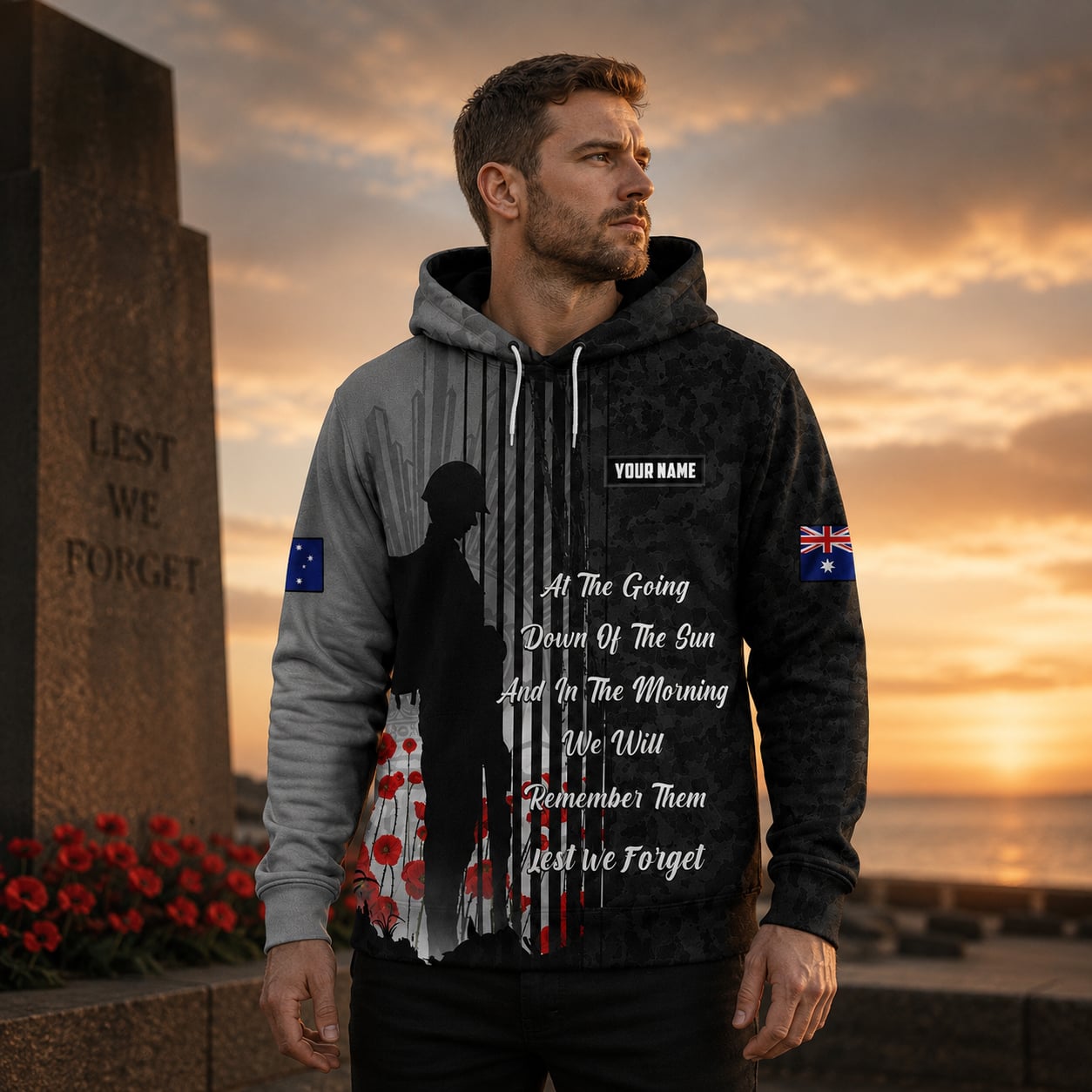 Custom Name Australian Defence Force Remembrance Day Hoodie, Lest We Forget