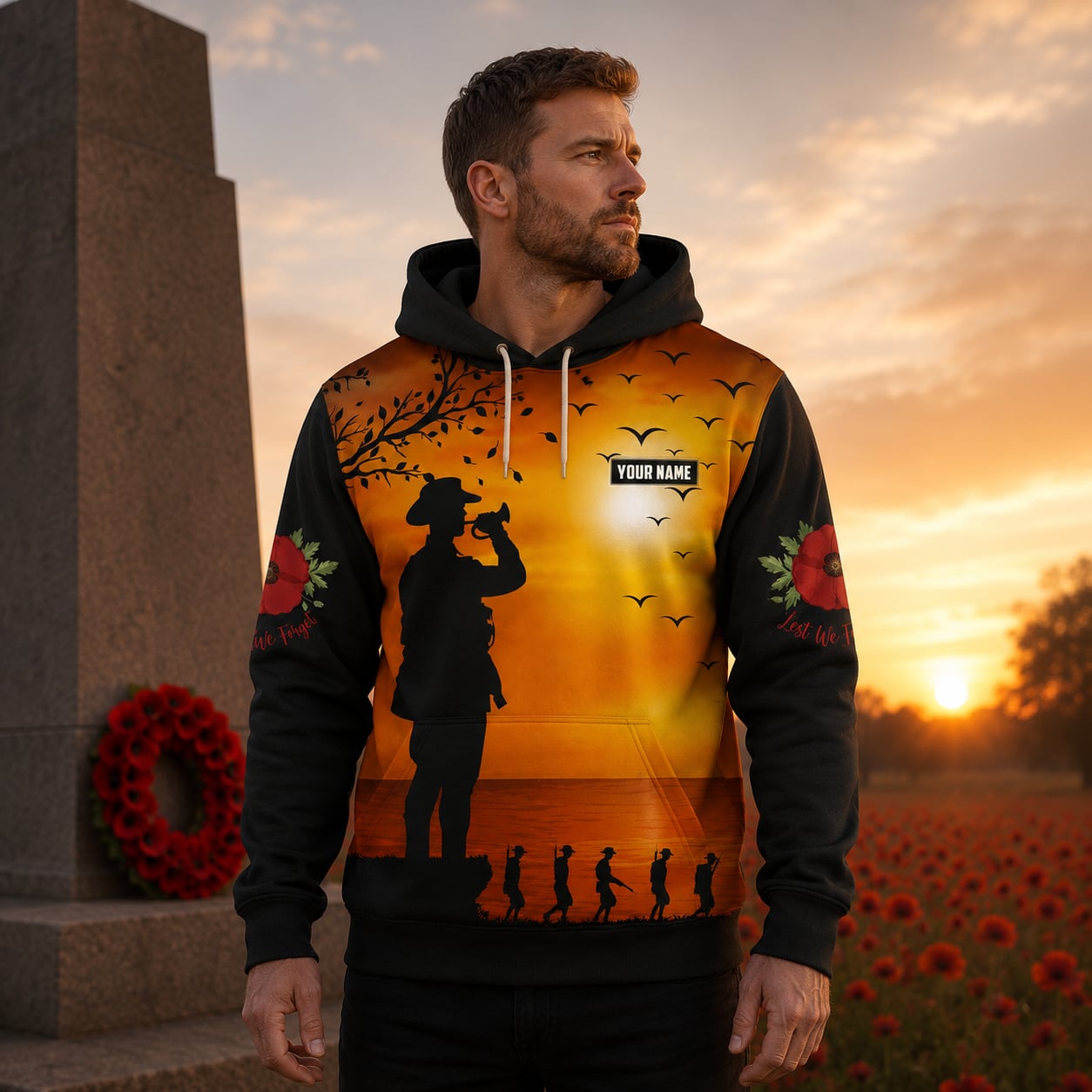 Custom Name ADF Remembrance Day Hoodie, Australian Defence Force Memorial Gift