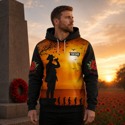 Custom Name ADF Remembrance Day Hoodie, Australian Defence Force Memorial Gift