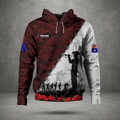 Custom Name Australian Defence Force Remembrance Day Hoodie, Lest We Forget Military Hoodie