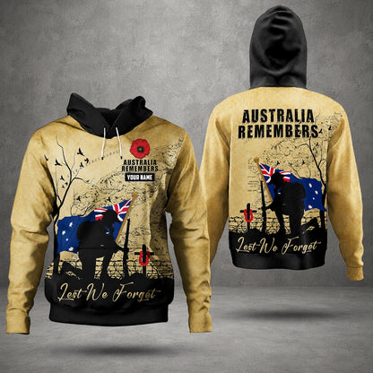 Lest We Forget Australian Defence Force Hoodie, Personalized Military Memorial Hoodie